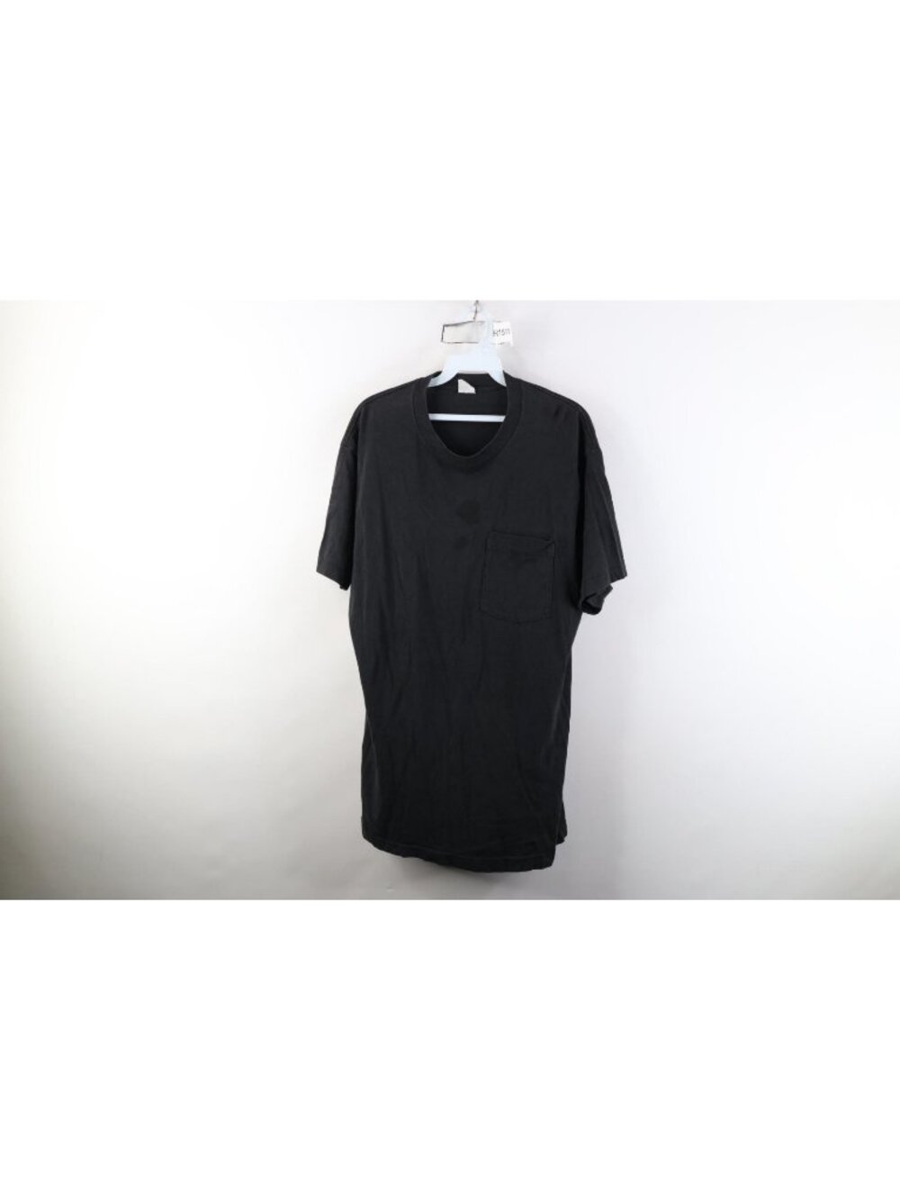 Vintage 90s Streetwear Mens XL Distressed Blank Cotton T-Shirt Black Pocket USA